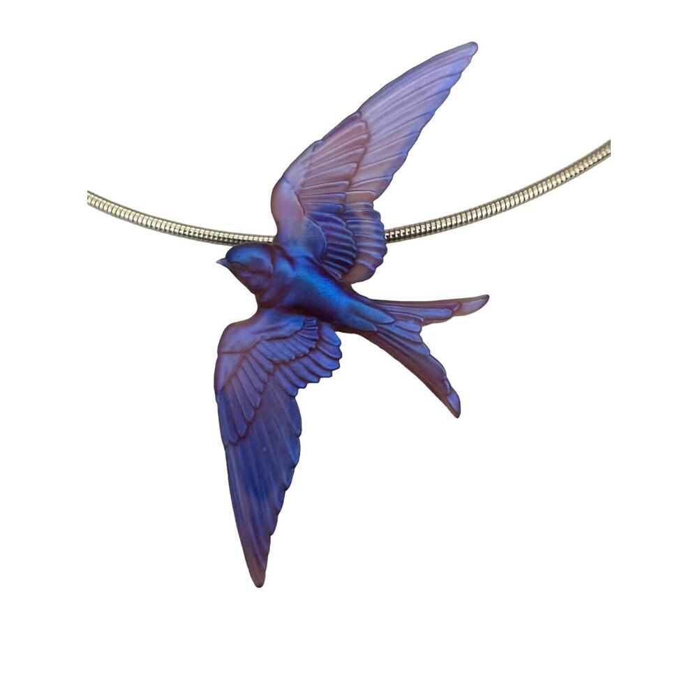 Bluebird Pâte De Verre Glass Pendant Gregory Burgard New Limited Edition Signed - Picture 5 of 16